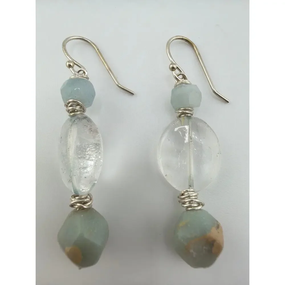Handmade Green Jasper and Clear Quartz Statement Necklace and Earring Set